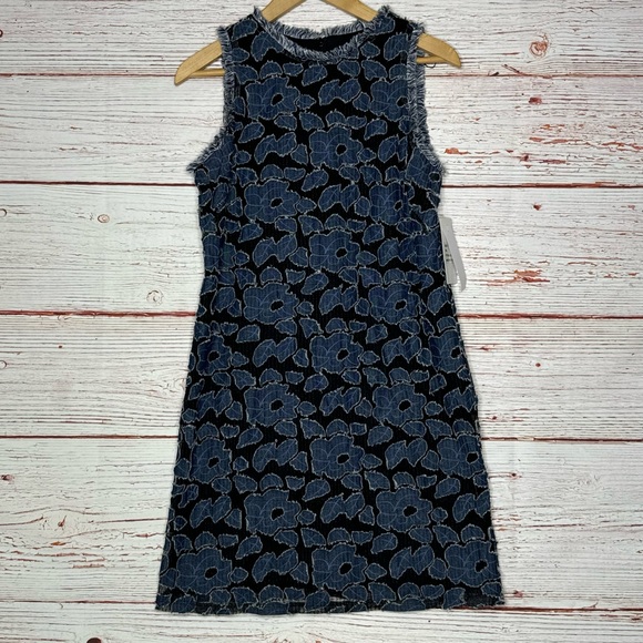 NWT Julia Jordan Denim Blue Floral Appliqué Mini Dress Sz 4 - Picture 4 of 14